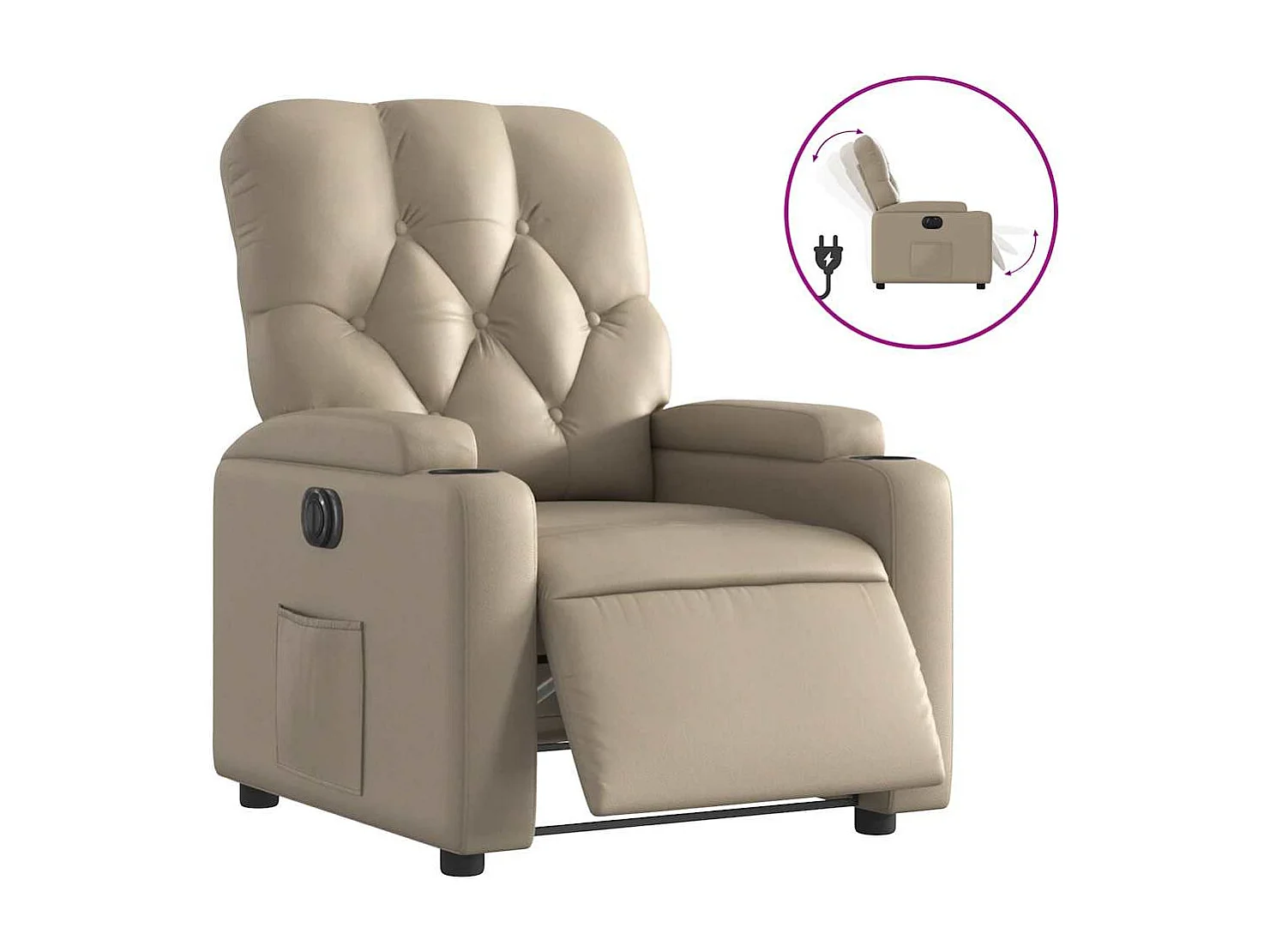 Relaxsessel Elektrisch | Lounge Sessel indoor Cappuccino-Braun Kunstleder SHL29465