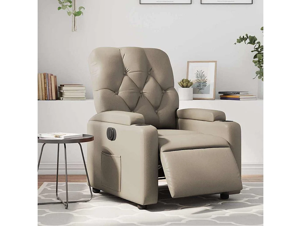 Relaxsessel Elektrisch | Lounge Sessel indoor Cappuccino-Braun Kunstleder SHL29465