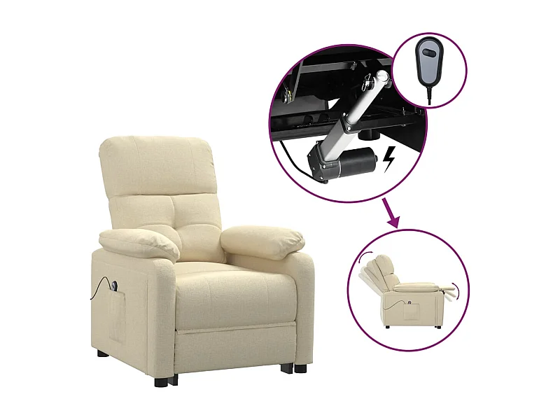 Fauteuil | Relaxstoel verstelbaar elektrisch stof crèmekleurig