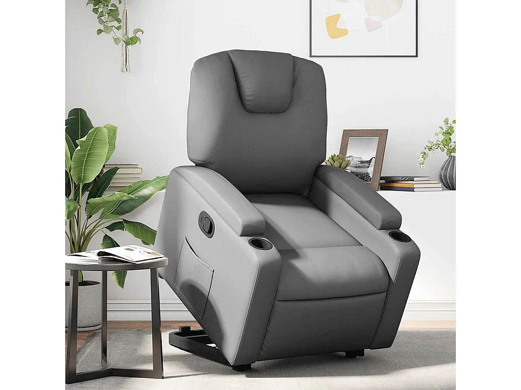 Fauteuil inclinable-Chaise de relax-Fauteuil salon Gris Similicuir SHL5478