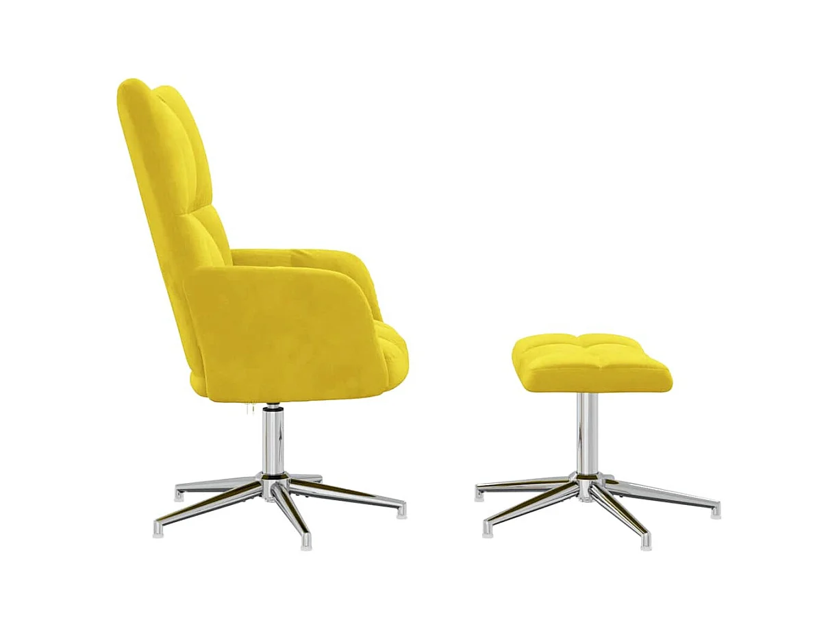 Sillón de relax | Silla de relax con taburete terciopelo amarillo mostaza SHL3521