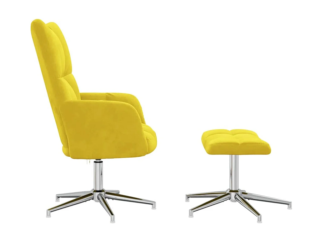 Relaxsessel mit Hocker | Lounge Sessel Senfgelb Samt SHL93024