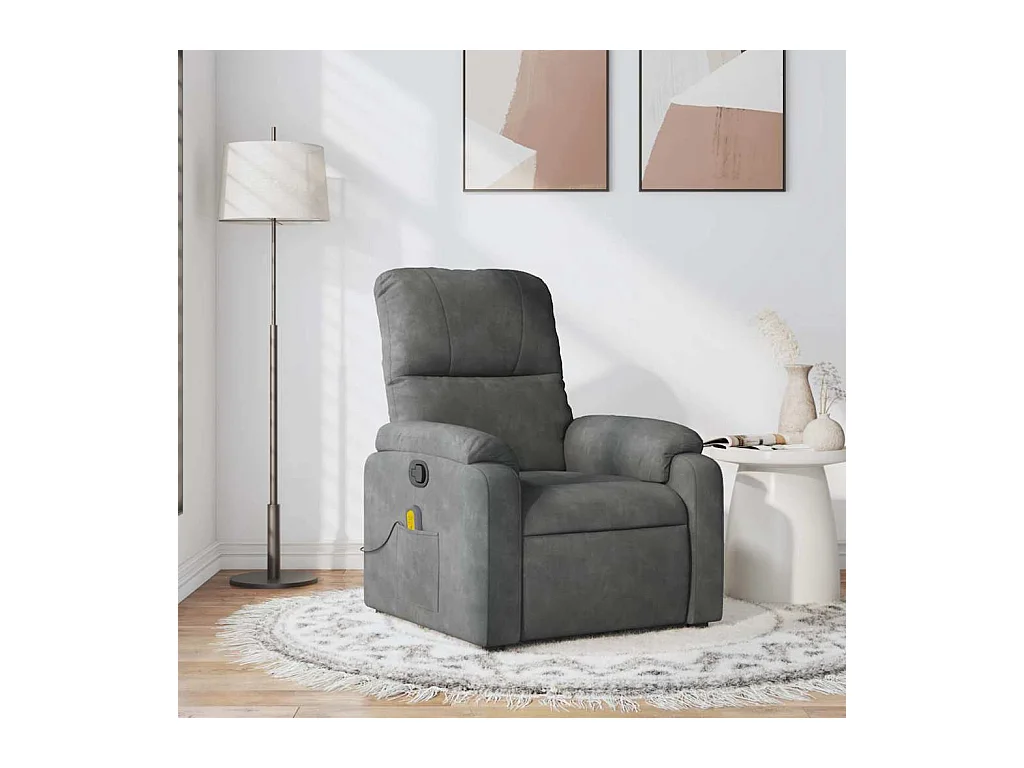 Sillón de relax | Sillón reclinable de masaje tela de microfibra gris oscuro SHL8052