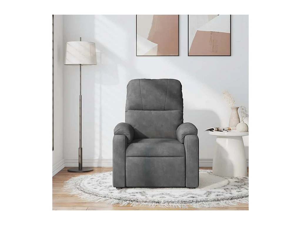 Sillón de relax | Sillón reclinable de masaje tela de microfibra gris oscuro SHL8052
