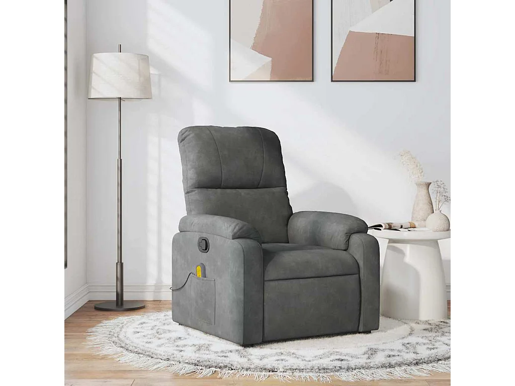 Sillón de relax | Sillón reclinable de masaje tela de microfibra gris oscuro SHL8052