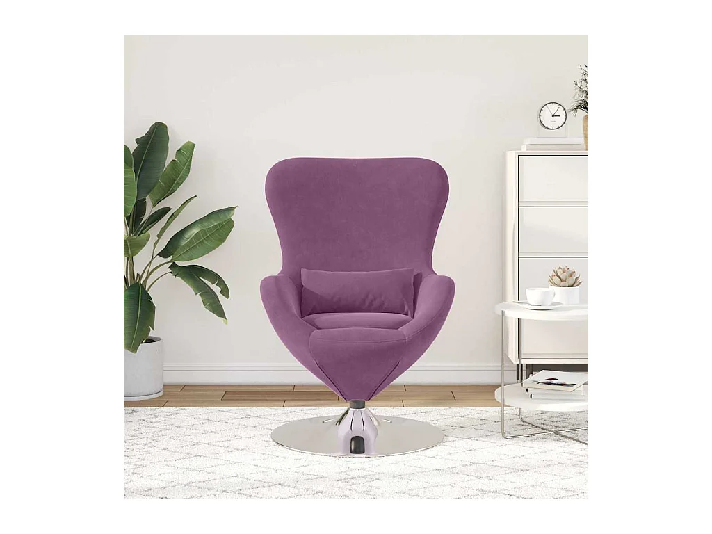 Chaise de Salon-Fauteuil œuf Violet 63x73x90 cm Velours SHL1043