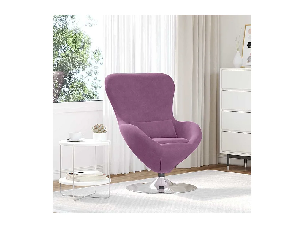 Sillón de relax | Sillón huevo Morado 63x73x90 cm Terciopelo SHL5803