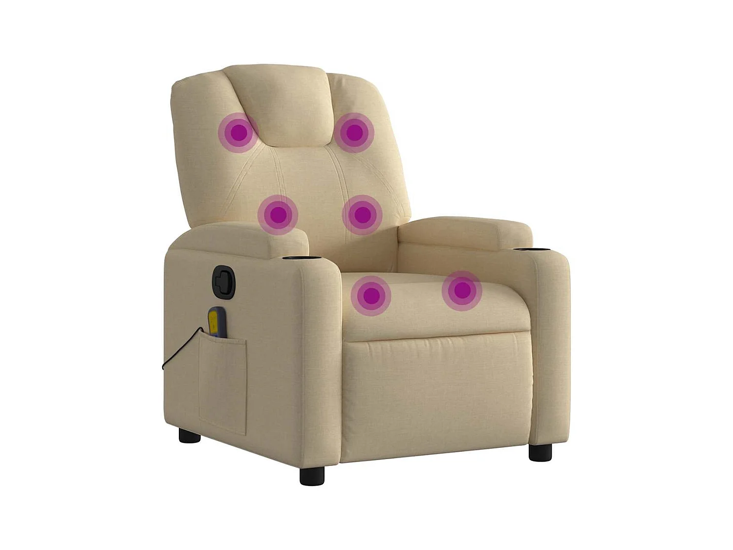 Fauteuil inclinable-Chaise de relax-Fauteuil de Massage Crème Tissu SHL2945