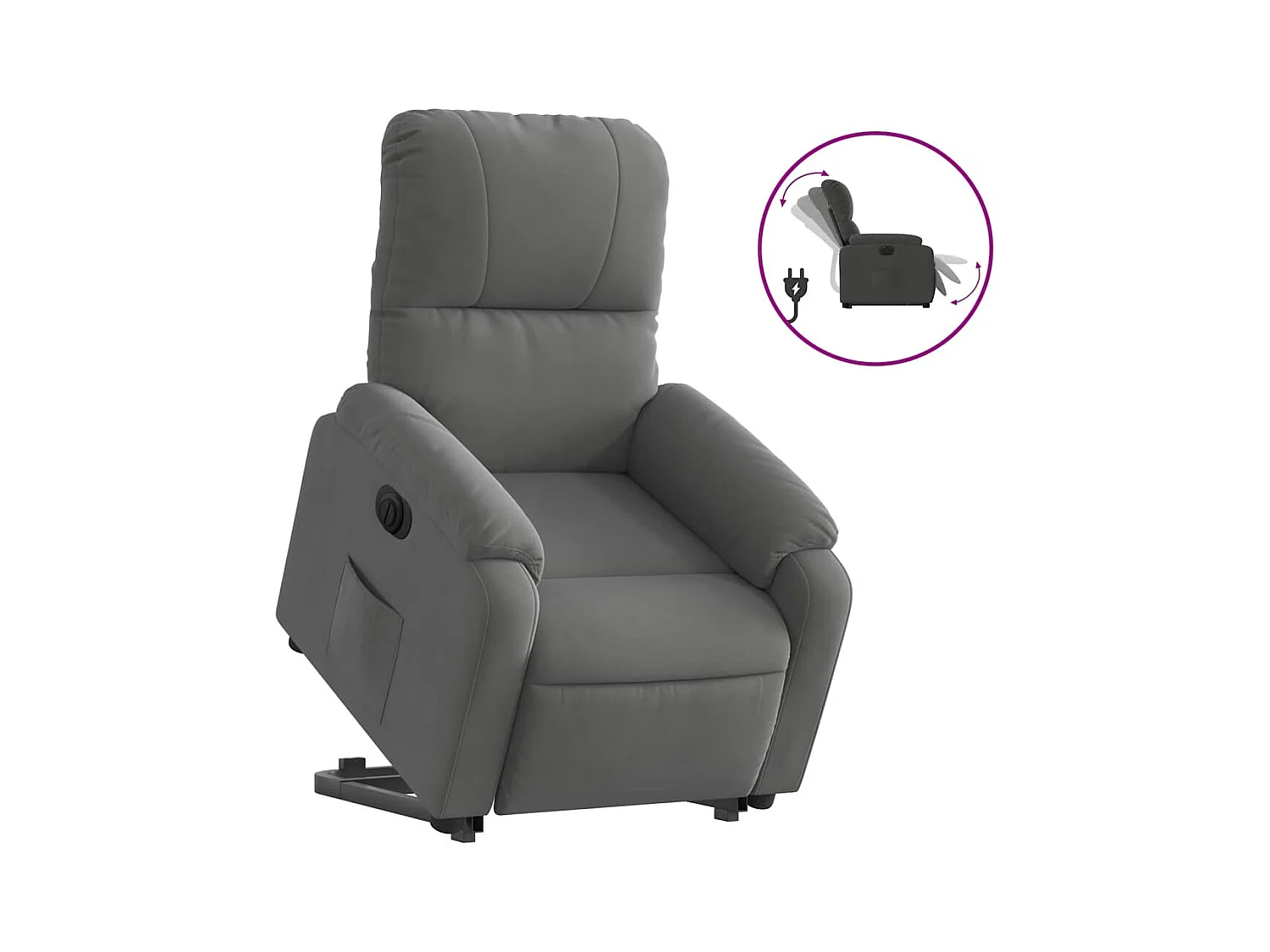 Fauteuil inclinable électrique-Chaise de relax-Fauteuil salon gris foncé tissu microfibre SHL3709