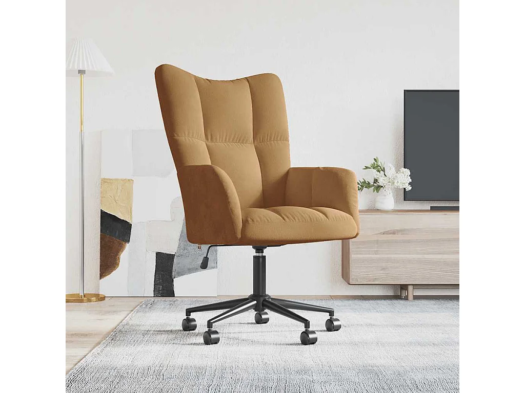 Chaise de relaxation-Fauteuil de bureau Marron Velours SHL2650