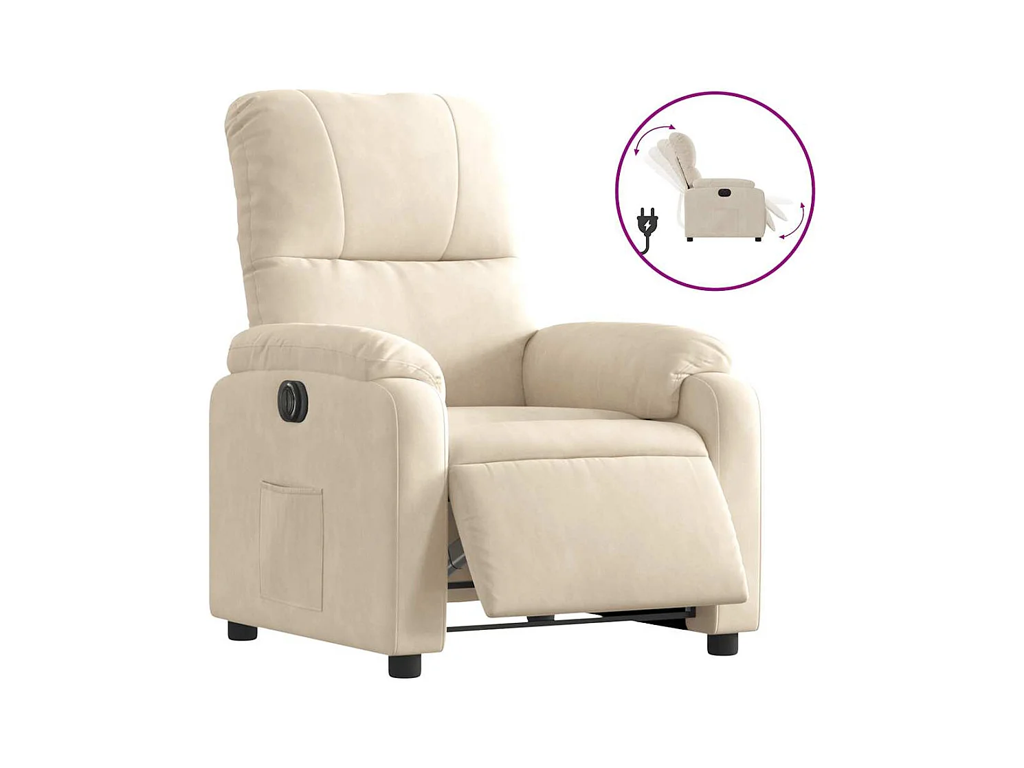 Fauteuil inclinable électrique-Chaise de relax-Fauteuil salon beige tissu microfibre SHL3372