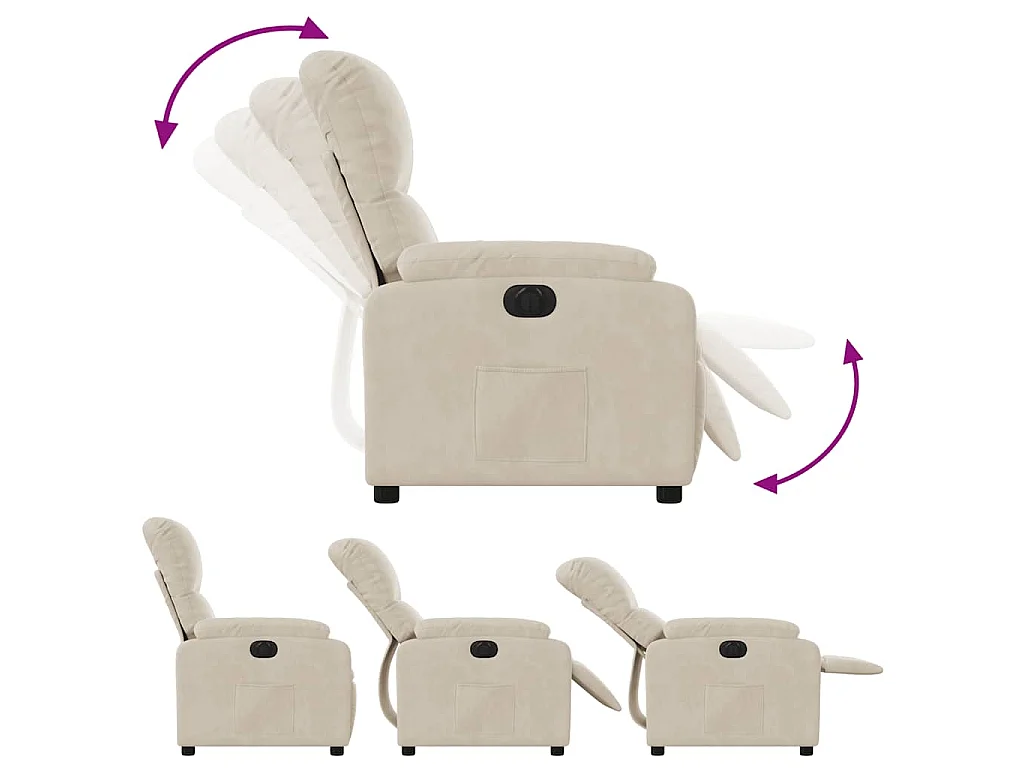Relaxstoel | Fauteuil elektrisch verstelbaar microvezelstof beige