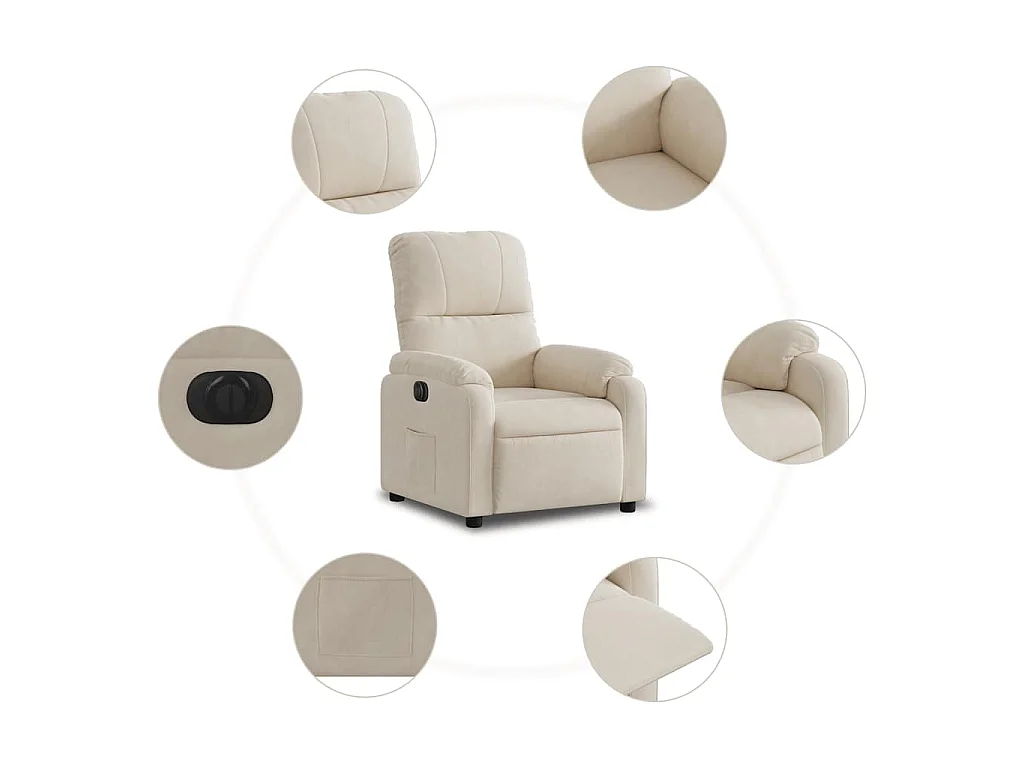 Relaxstoel | Fauteuil elektrisch verstelbaar microvezelstof beige