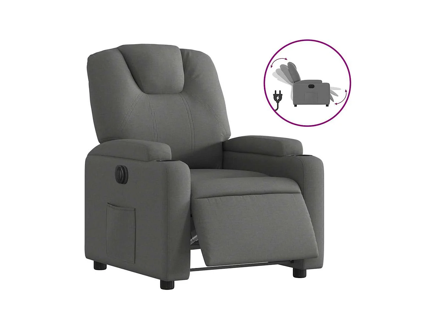 Fauteuil inclinable électrique-Chaise de relax-Fauteuil salon Gris foncé Tissu SHL4805
