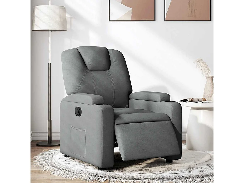 Relaxsessel Elektrisch | Lounge Sessel indoor Dunkelgrau Stoff SHL94198