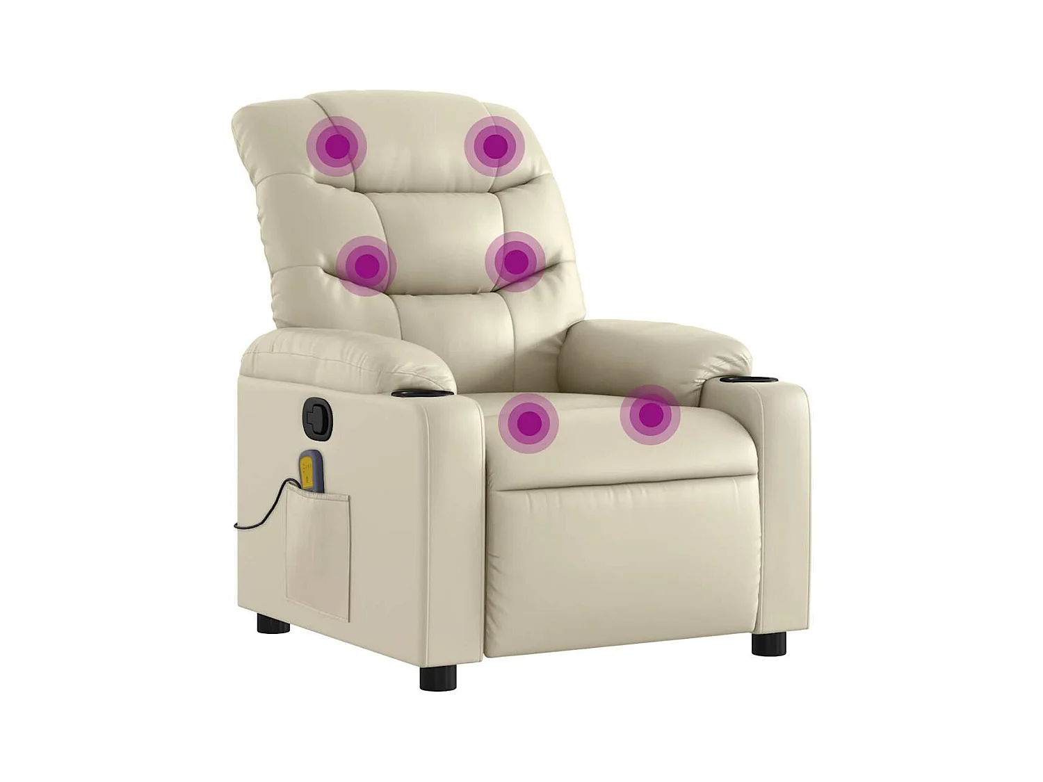 Fauteuil inclinable-Chaise-Fauteuil salon de massage Crème Similicuir SHL4407