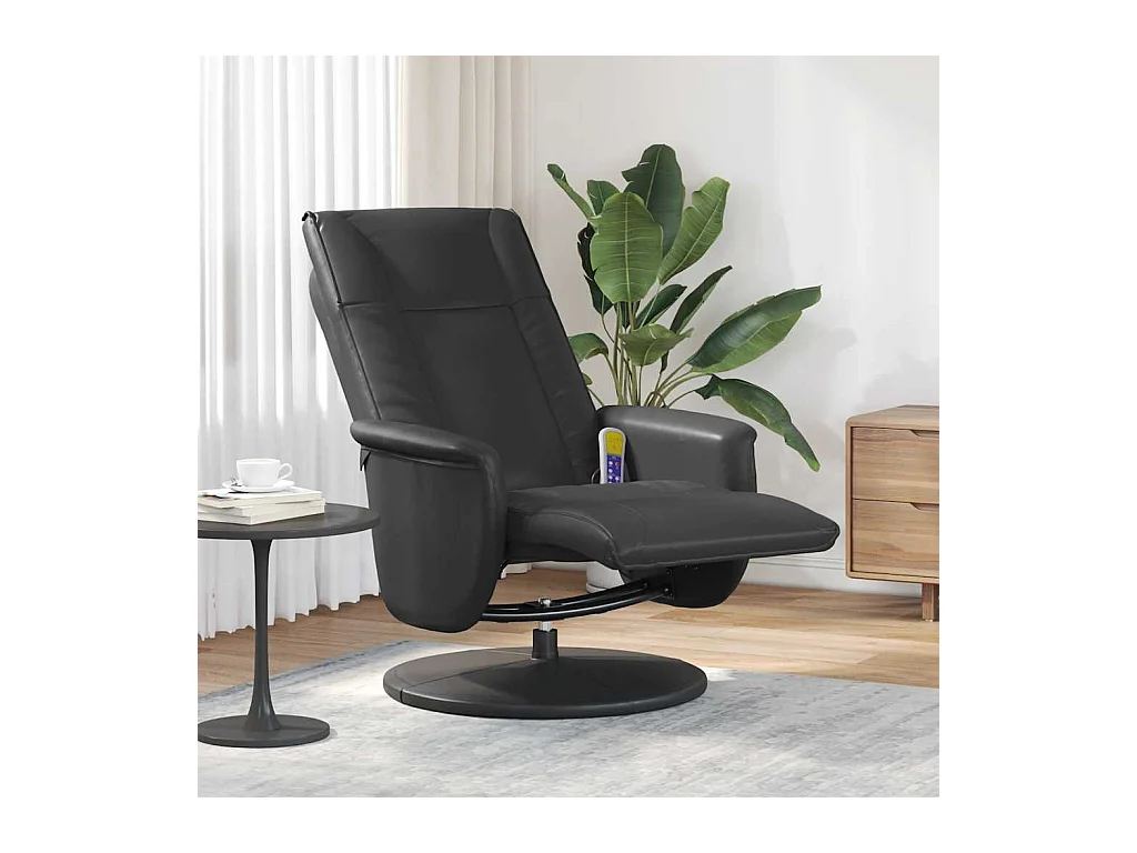 Sillón de relax | Sillón reclinable masaje con reposapiés cuero sintético negro SHL9098