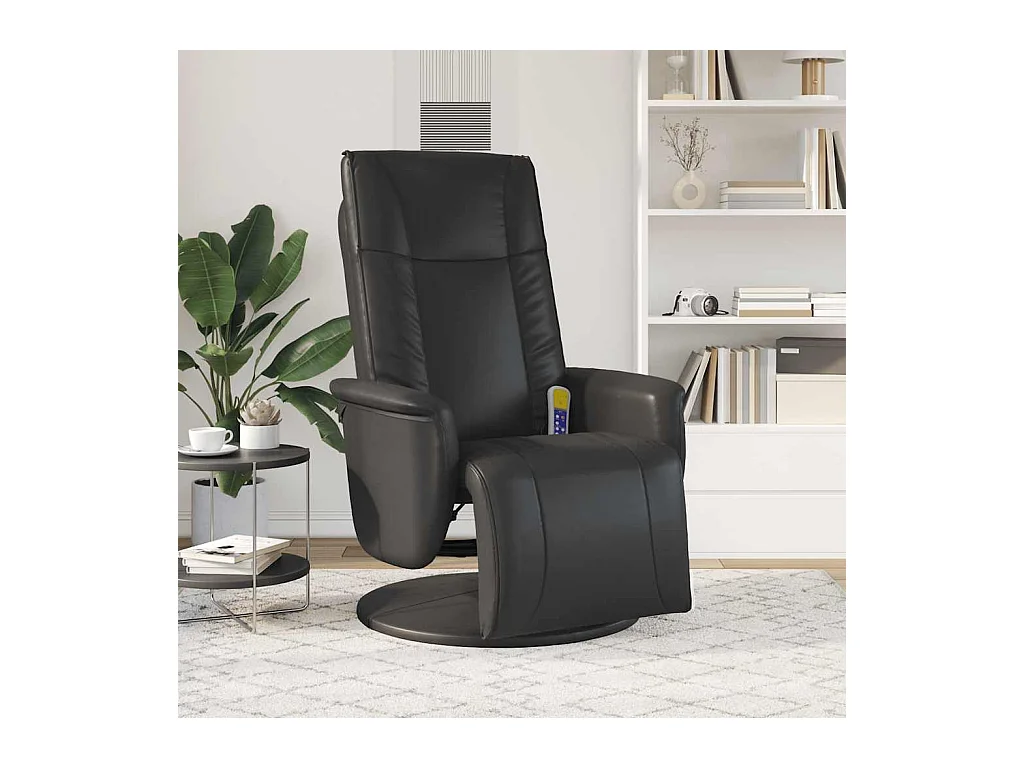 Sillón de relax | Sillón reclinable masaje con reposapiés cuero sintético negro SHL9098