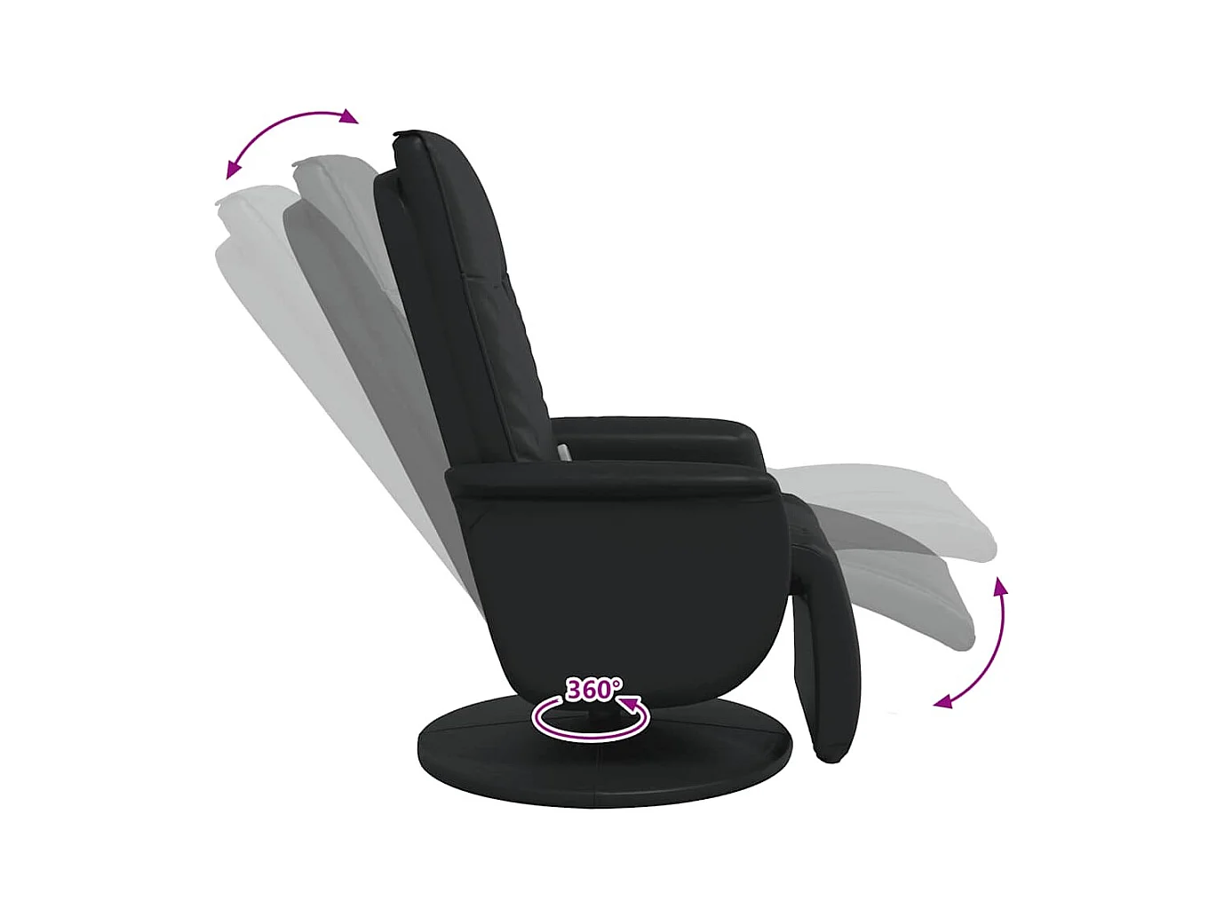 Sillón de relax | Sillón reclinable masaje con reposapiés cuero sintético negro SHL9098