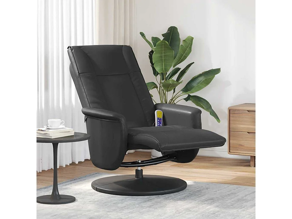 Massagesessel mit Fußteil Schwarz Kunstleder SHL26828