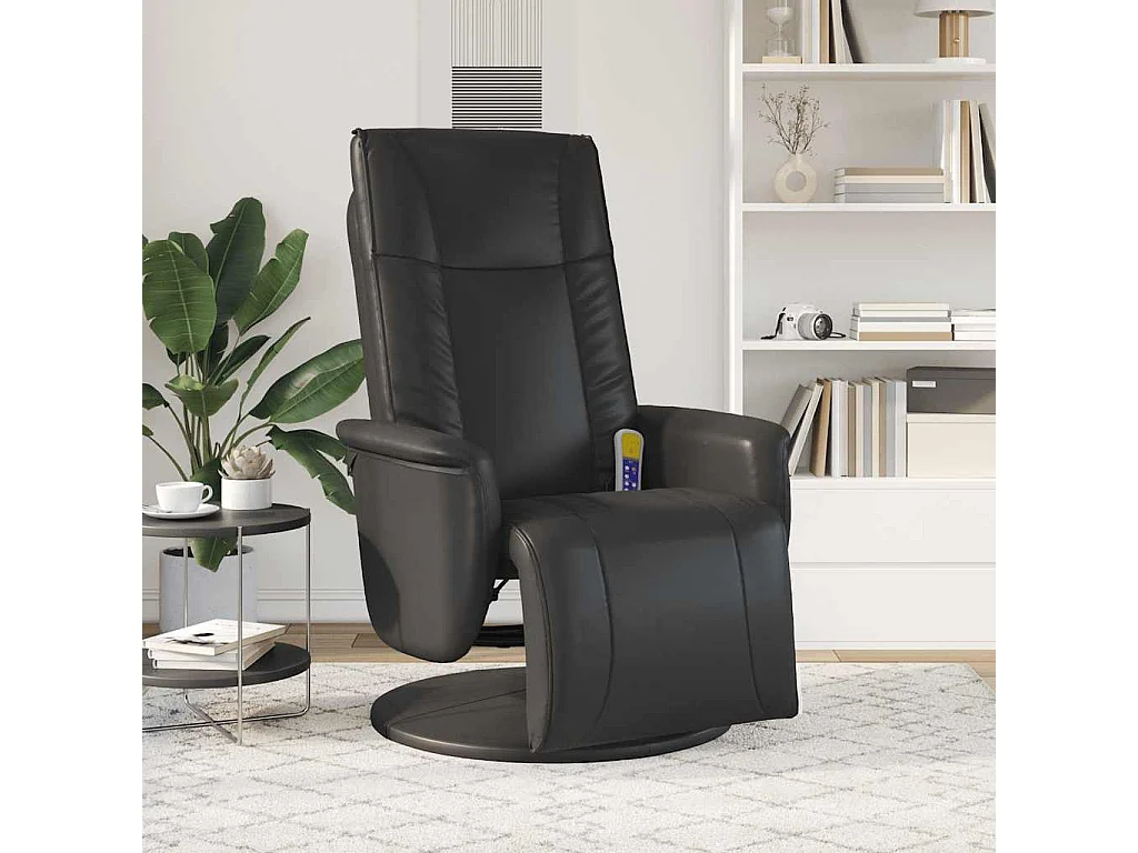 Massagesessel mit Fußteil Schwarz Kunstleder SHL26828