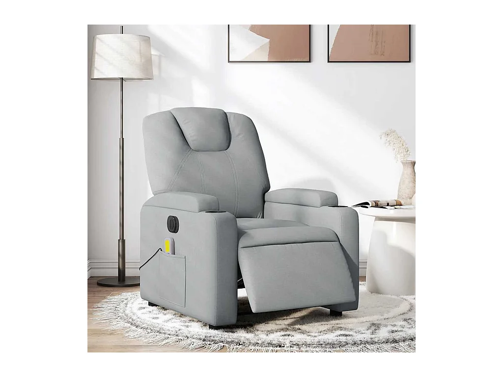 Sillón de relax | Sillón reclinable de masaje eléctrico tela gris claro SHL8552