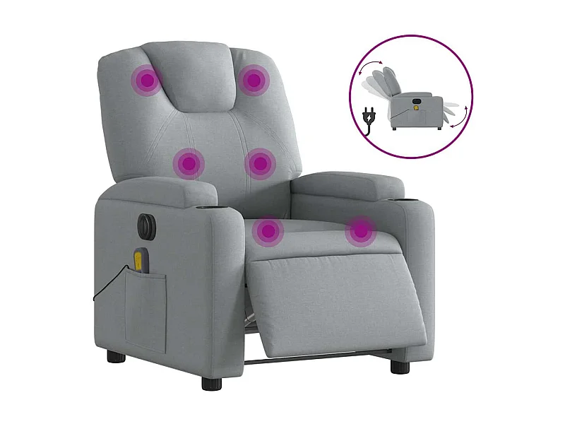 Fauteuil inclinable électrique-Fauteuil de massage pour Salon gris clair tissu SHL3670