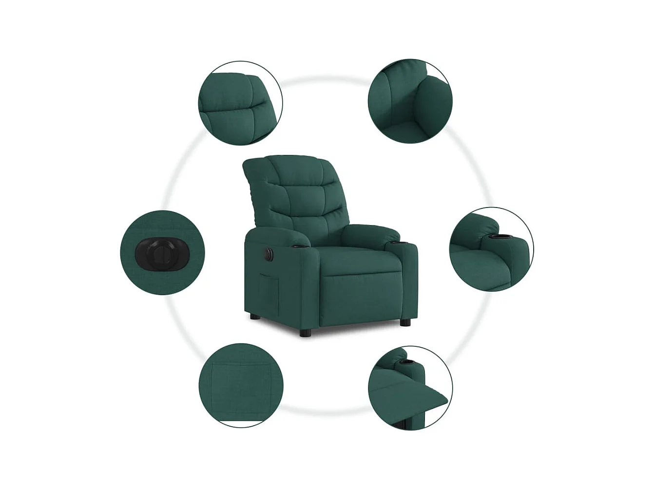 Sillón de relax | Silla | Sillón reclinable eléctrico tela verde oscuro SHL6025