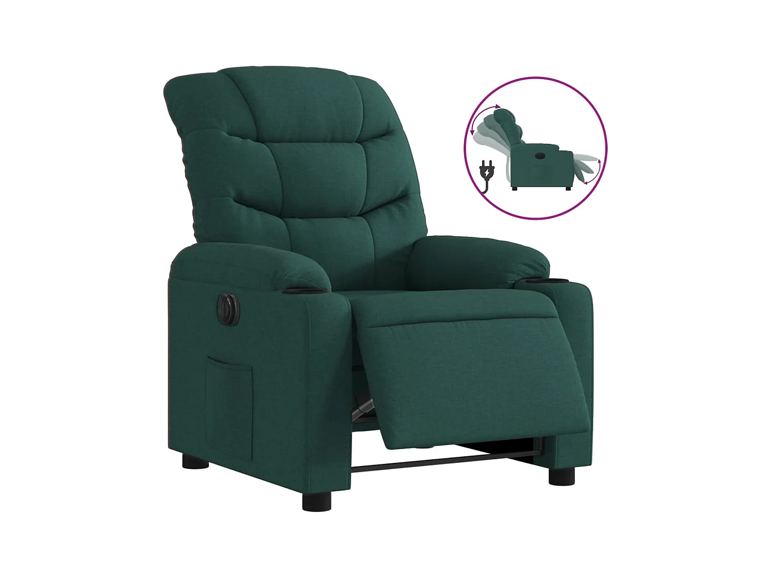 Fauteuil inclinable électrique-Chaise de relax-Fauteuil salon Vert foncé Tissu SHL4030