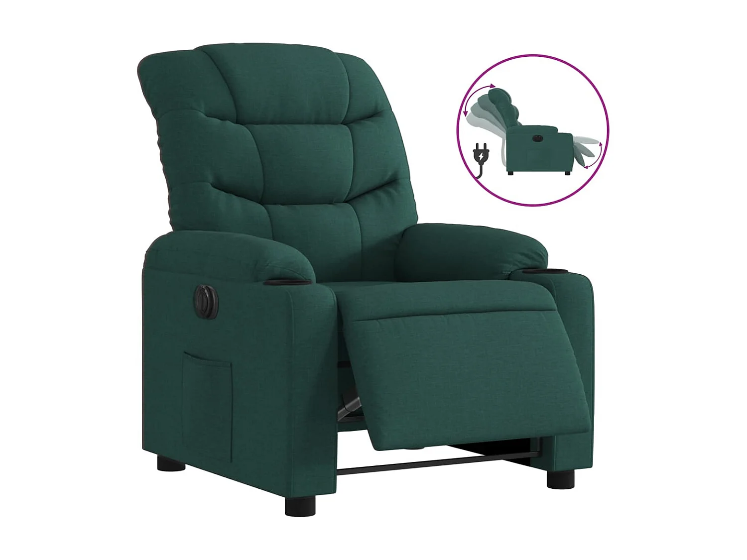 Fauteuil inclinable électrique-Chaise de relax-Fauteuil salon Vert foncé Tissu SHL4030