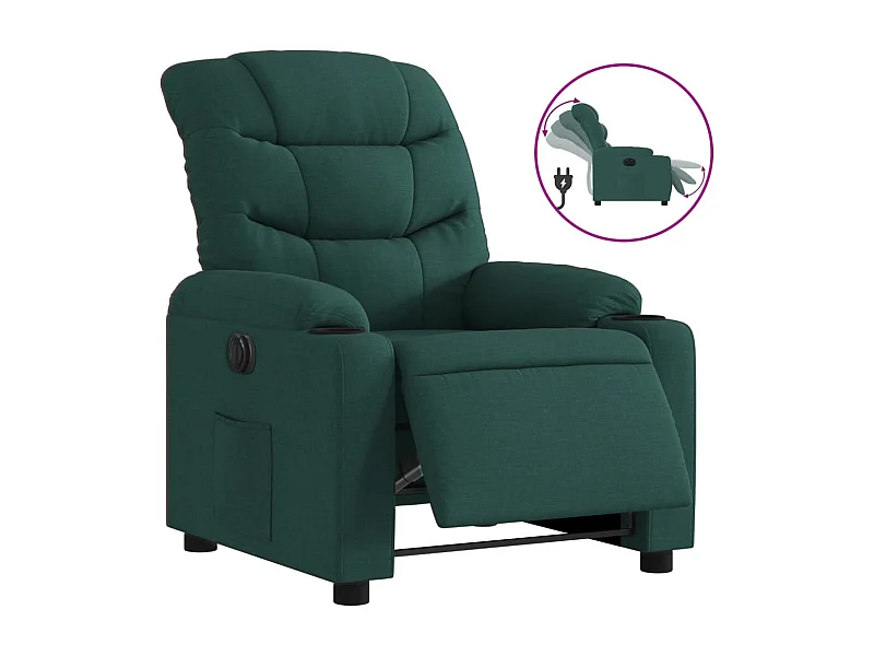 Fauteuil inclinable électrique-Chaise de relax-Fauteuil salon Vert foncé Tissu SHL4030