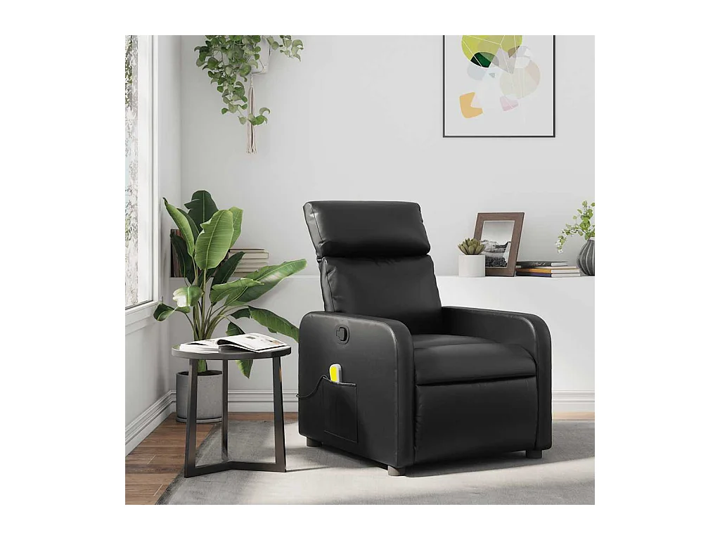 Sillón de salón | Silla | Sillón de masaje reclinable cuero sintético negro SHL5803