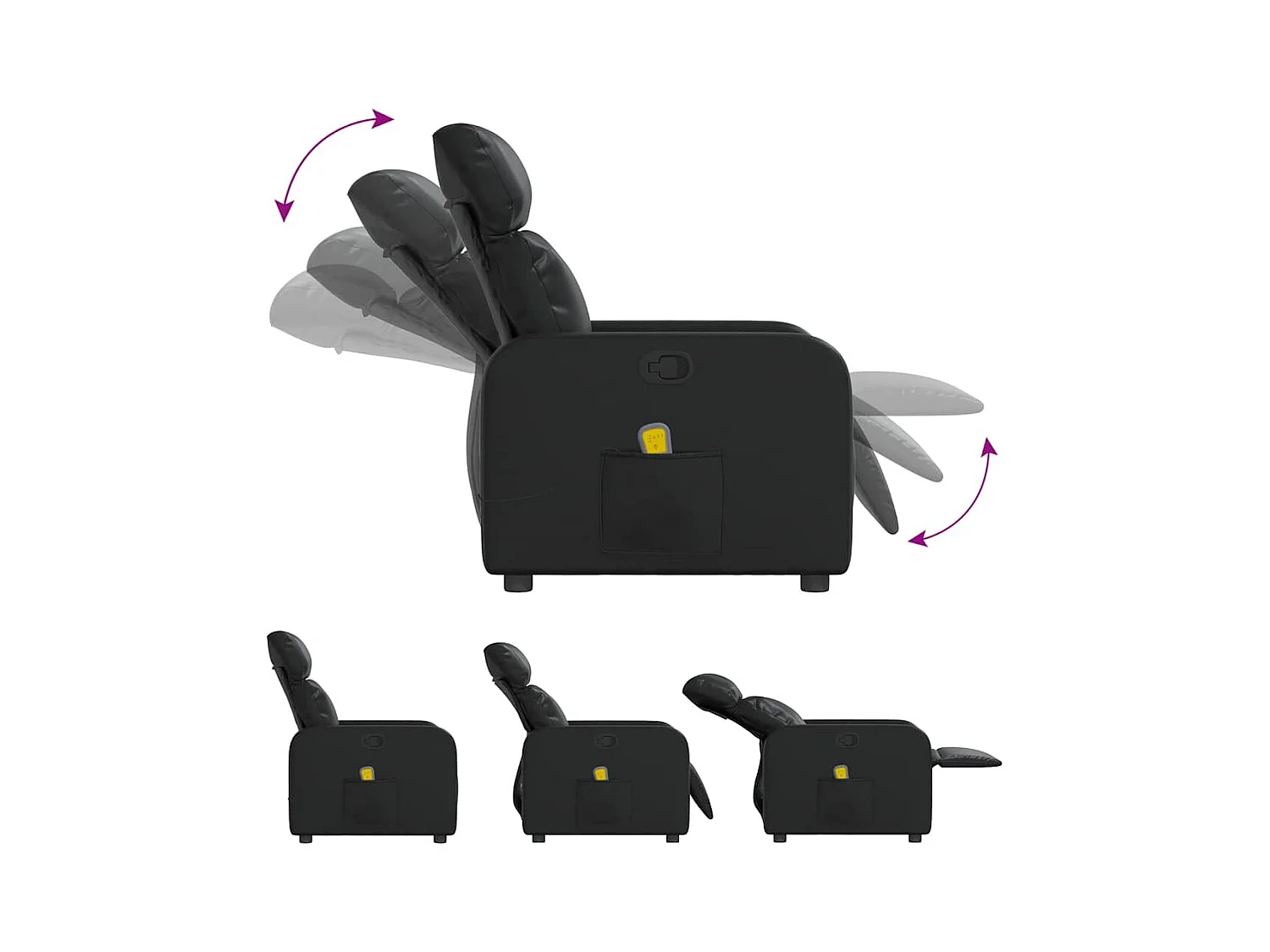 Sillón de salón | Silla | Sillón de masaje reclinable cuero sintético negro SHL5803