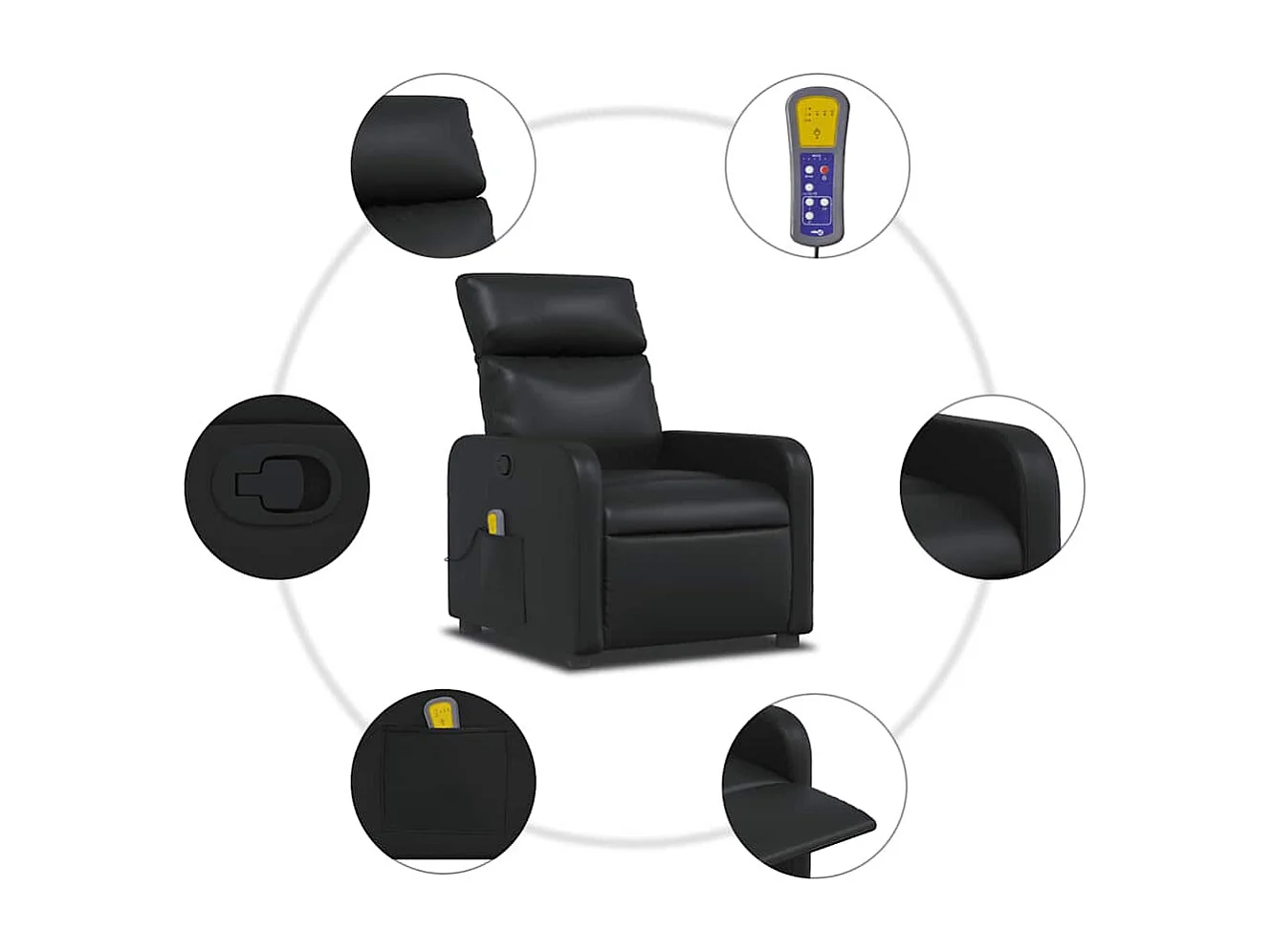Sillón de salón | Silla | Sillón de masaje reclinable cuero sintético negro SHL5803