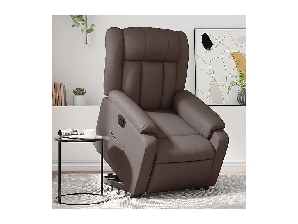 Sillón de relax | Sillón reclinable elevable eléctrico de cuero sintético marrón SHL3277