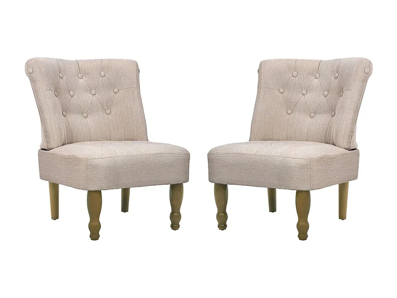 Lot de 2 Chaises en style français-Chaise de Bureau 54x46x70 cm crème tissu SHL2485