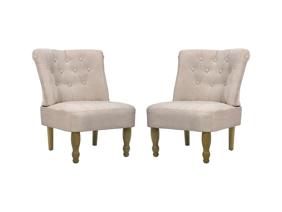 Lot de 2 Chaises en style français-Chaise de Bureau 54x46x70 cm crème tissu SHL2485