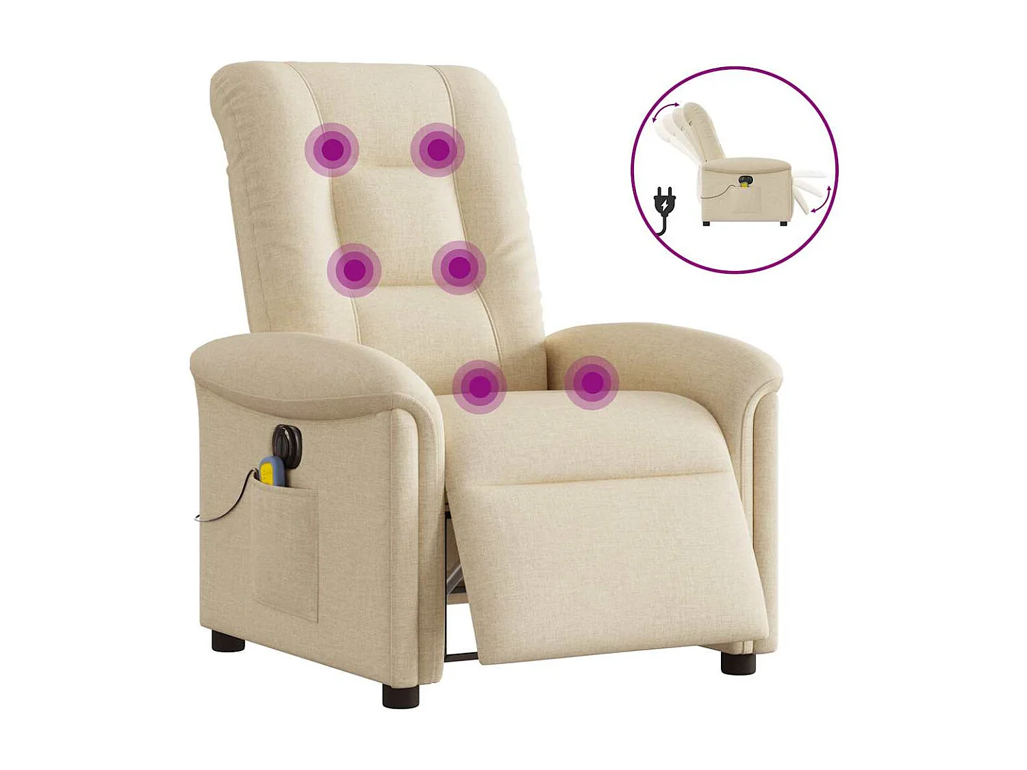 Massagestoel | Relaxstoel elektrisch verstelbaar stof crèmekleurig