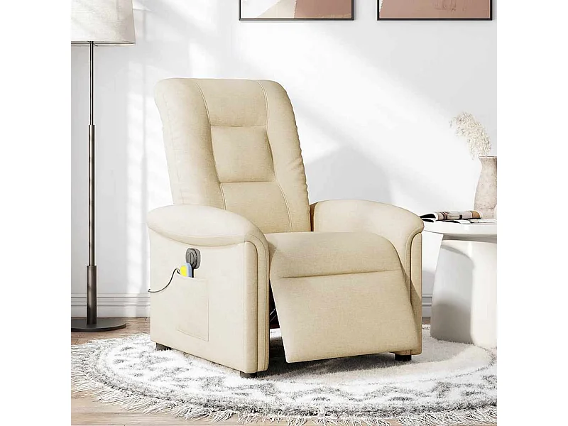 Massagesessel Elektrisch | Relaxsessel indoor Creme Stoff SHL11992