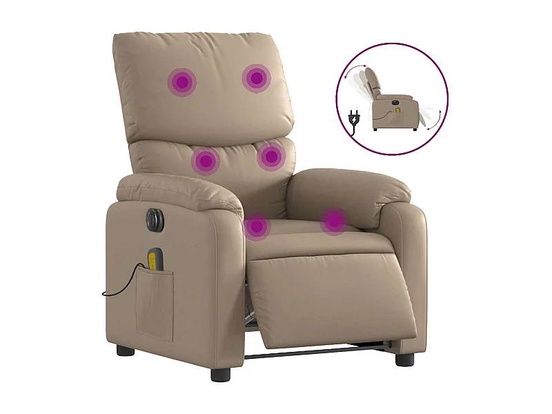 Fauteuil inclinable électrique-Fauteuil de massage pour Salon cappuccino similicuir SHL1559