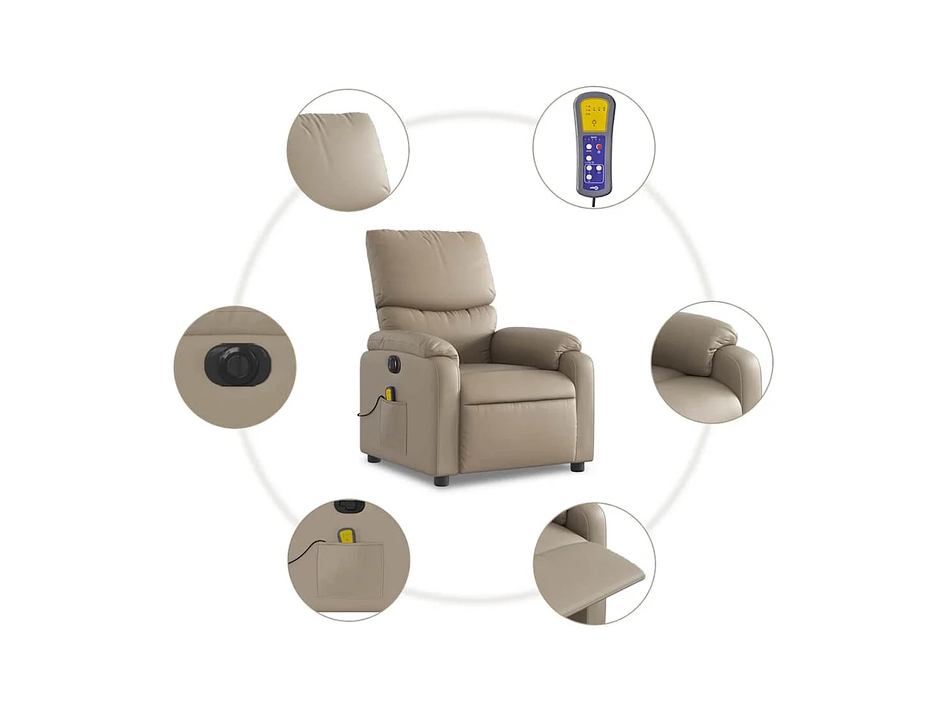 Sillón de relax | Sillón reclinable de masaje eléctrico cuero sintético capuchino SHL6280