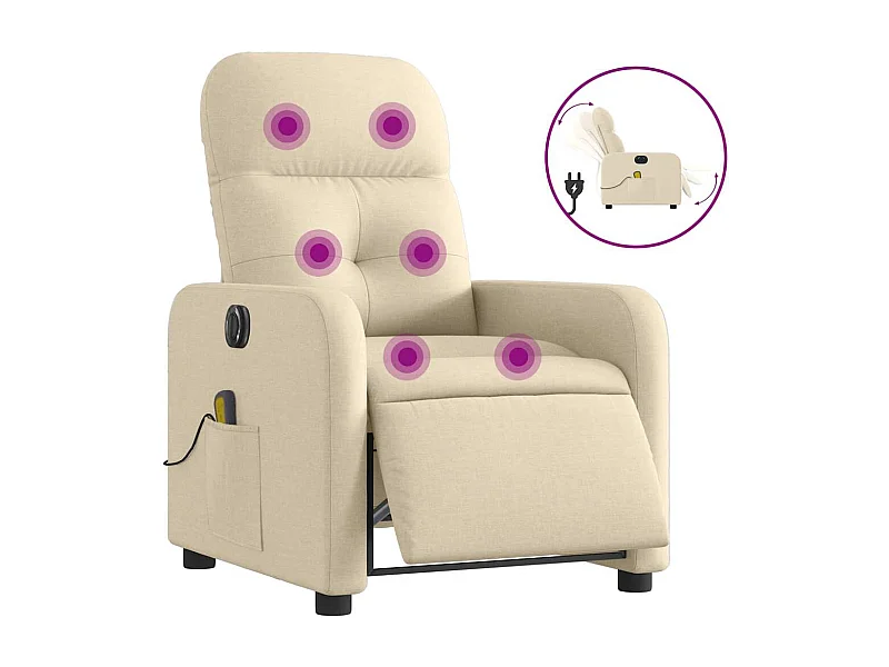Sillón de relax | Sillón reclinable de masaje eléctrico tela color crema SHL6739