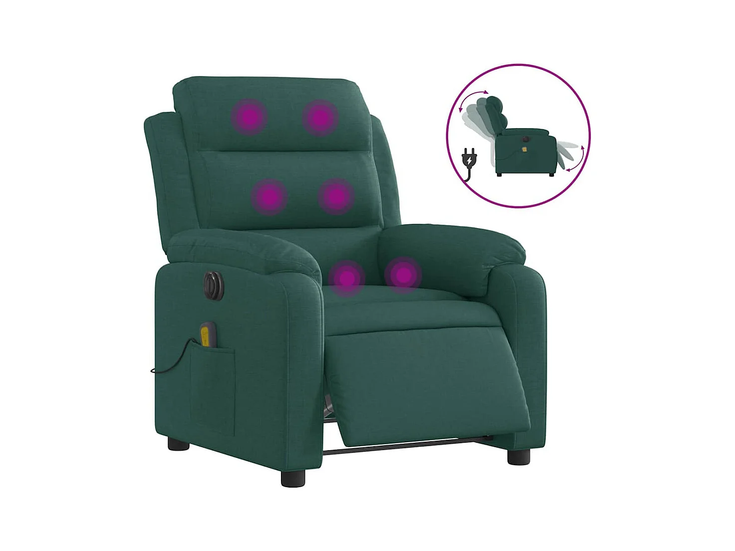 Fauteuil inclinable électrique-Fauteuil de massage pour Salon Vert foncé Tissu SHL1870