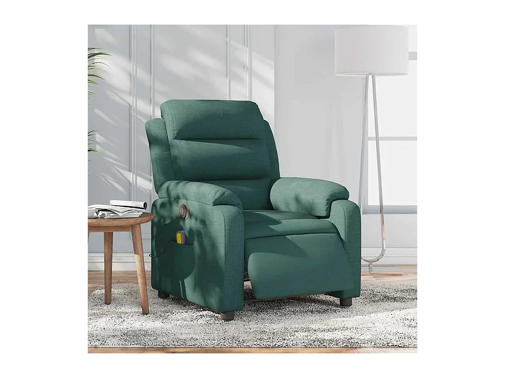 Sillón de relax | Sillón reclinable de masaje eléctrico tela verde oscuro SHL6699