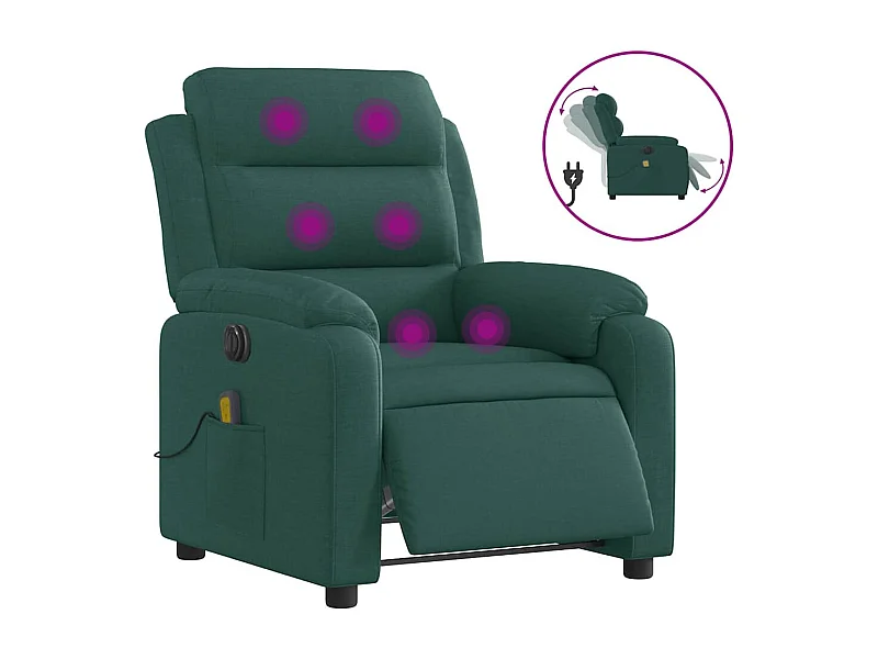 Fauteuil inclinable électrique-Fauteuil de massage pour Salon Vert foncé Tissu SHL1870