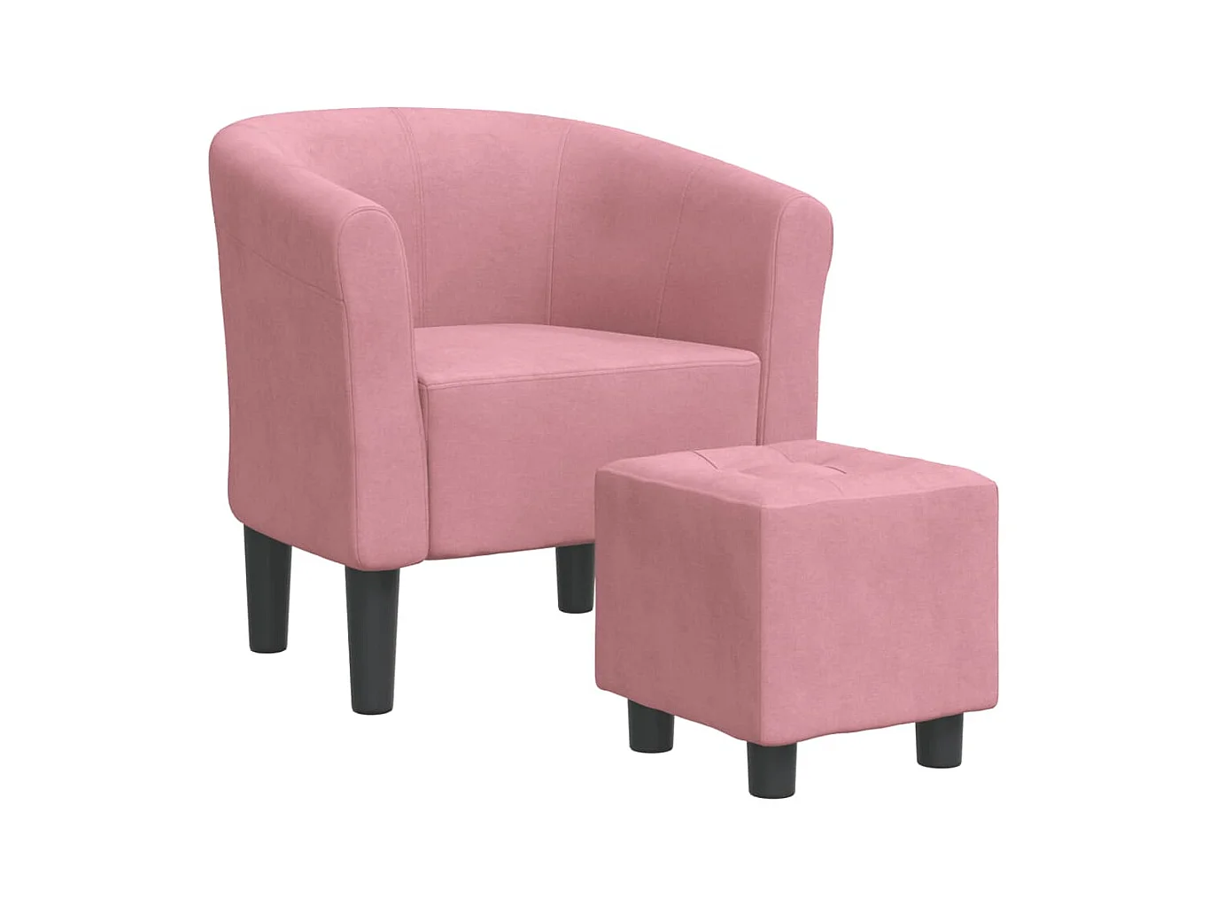 Sillón de salón | Silla de relax con taburete terciopelo rosa SHL8216
