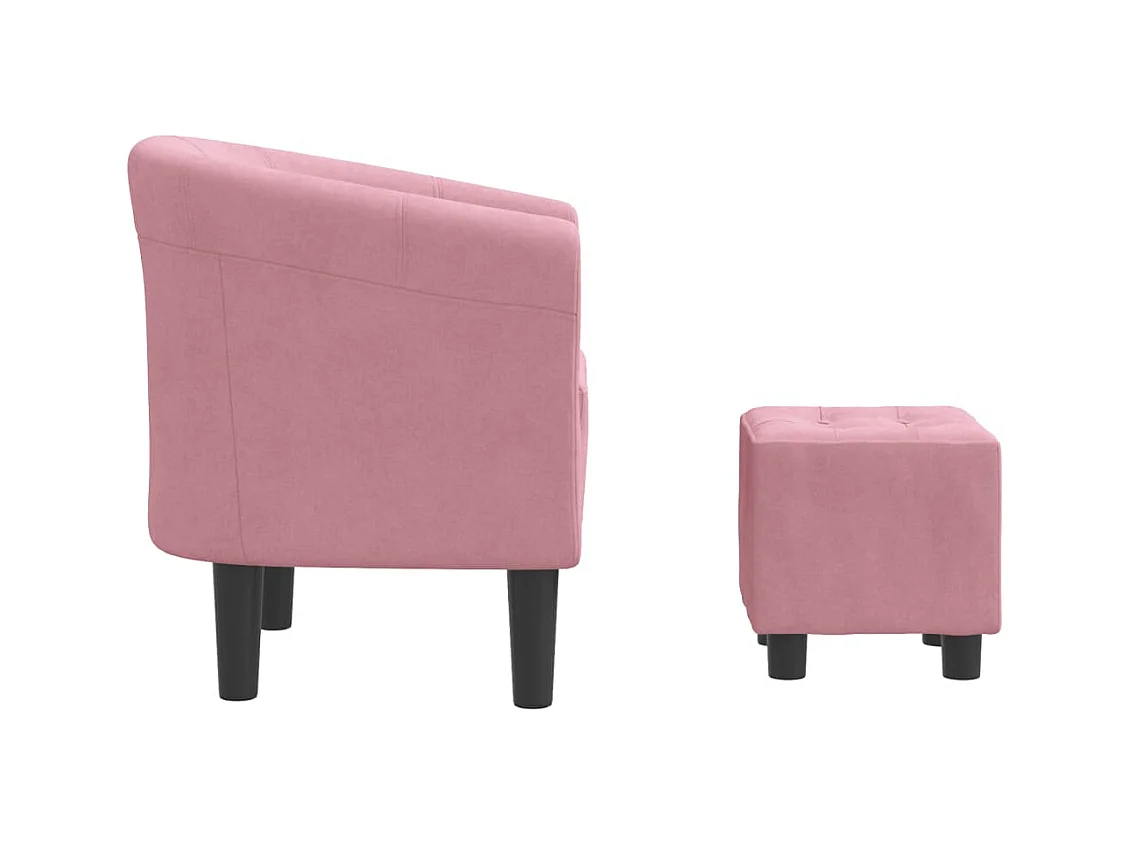 Sillón de salón | Silla de relax con taburete terciopelo rosa SHL8216