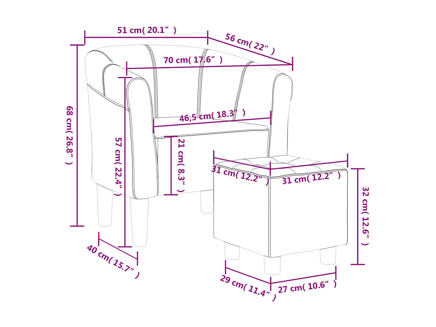 Relaxsessel | Clubsessel mit Fußhocker Rosa Samt SHL50039
