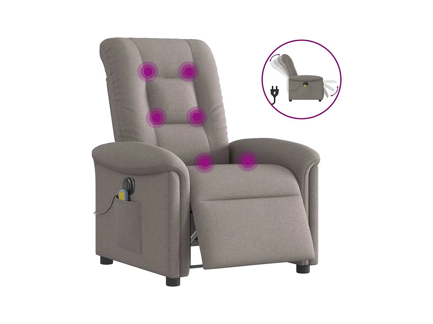 Sillón de relax | Sillón reclinable de masaje eléctrico tela gris taupe SHL5811