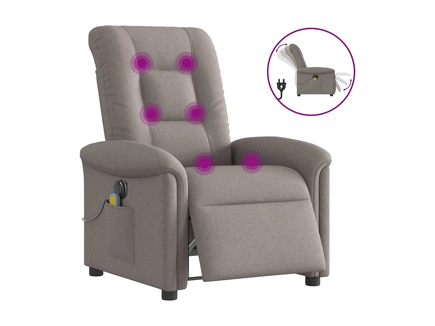 Fauteuil inclinable électrique-Fauteuil de massage de Salon Taupe Tissu SHL3624